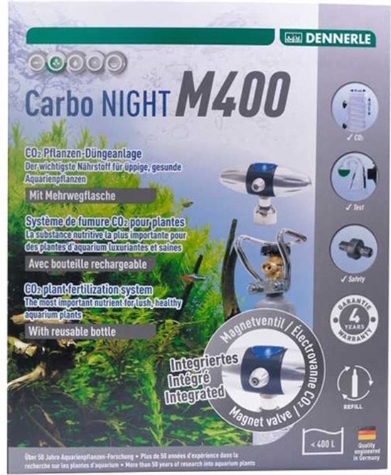 Dennerle Carbo Night M400 | Aquarium CO2 Systeem met nachtschakelaar | Met hervulbare fles | Voor Aquaria tot 400 Liter