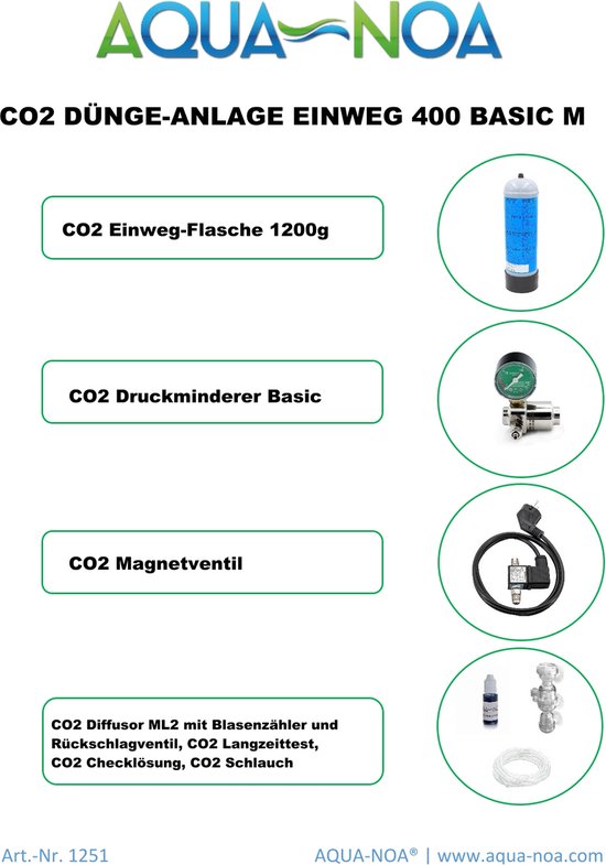 Aqua-noa CO2 set wegwerpfles 400 Basic M