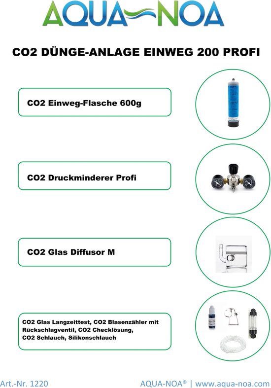 Aqua-noa Co2 set wegwerpfles Profi 200