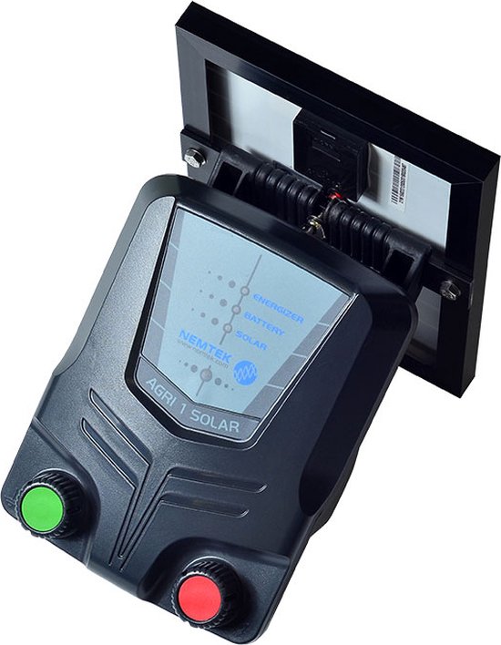 Nemtek Agri Solar - Schrikdraadapparaat met zonnepaneel - 1 km bereik - Ingebouwde (LIFEPO 4) batterij
