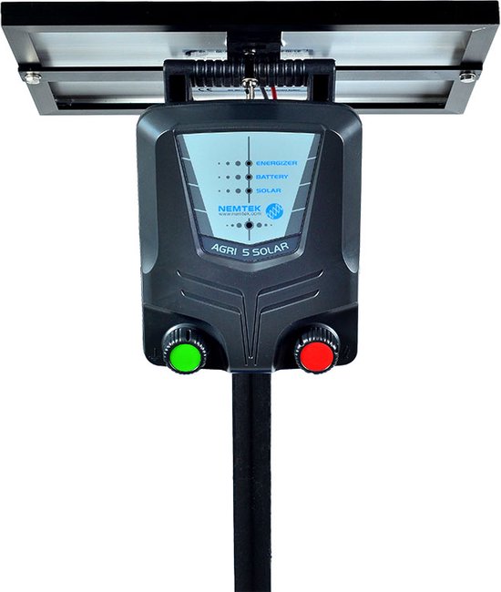 Nemtek Agri Solar - Schrikdraadapparaat met zonnepaneel - 5 km bereik - ingebouwde (LIFEPO 4) batterij