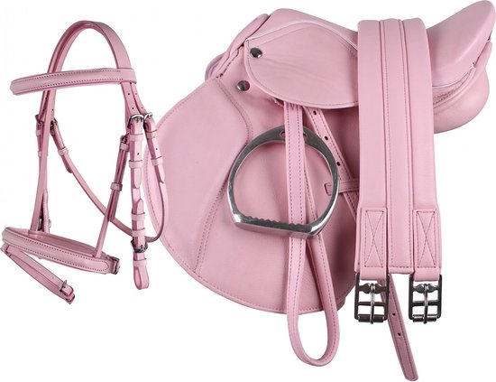 QHP Compleet Zadelset - maat Shetlander-pink