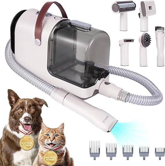 Verzorging set voor Huisdieren - Stofzuiger en Scheerapparaat in 1 - Dieren Verzorging - Hondenverzorgingsgereedschap - Professionele Tondeuse met 6 standen - Tondeuse voor Dieren - Vachtzuiger