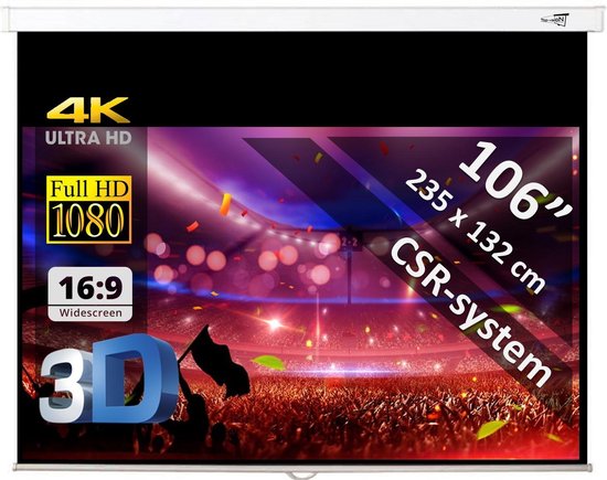 Manueel Projectiescherm - 106" (270cm) - 235 x 132 cm - 16:9 - mét CSR-systeem - beamer scherm