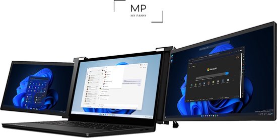 MP Portable Monitor - TRI-Screen - Dual Portable Monitor - 2 x 14 Inch - Scherm - Monitor - 1920x1080P - 60 HZ - HDMI - Laptopscherm: 13” tot 16" - Donker grijs