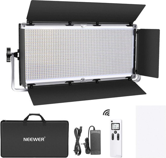 Neewer® - Geavanceerde 2.4G 1904 LED-videolamp Dimbaar tweekleurig LED-paneel met LCD-scherm - Barndoor en U-Houder en 2.4G Draadloze Afstandsbediening voor Portretfotografie - Studio-video-opname