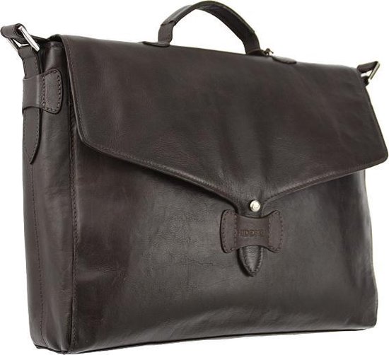 Hidesign lederen laptoptas / boekentas 'Charles' bruin
