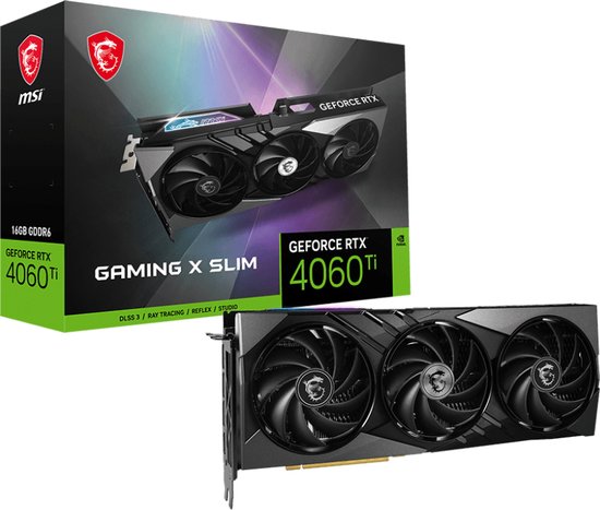 MSI GEFORCE RTX 4060 Ti GAMING X SLIM 16G, GeForce RTX 4060 Ti, 16 GB, GDDR6, 128 Bit, 7680 x 4320 Pixels, PCI Express x8 4.0