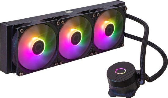 Cooler Master MasterLiquid 360L Core ARGB - Vloeistofkoelsysteem processor - afmeting radiator: 360 mm - (voor: LGA 1700, LGA1200, LGA1151, LGA1150, LGA1155, LGA1156 - AMD AM5, AM4, AM3+, AM3, AM2+, AM2, FM2+, FM2, FM1) - 3x 120 mm RGB Fan - zwart