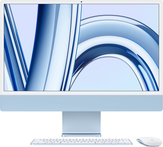 Apple iMac 24-inch (2023) - M3 8‑core CPU chip - 10‑core GPU - 256GB SSD - Blauw - QWERTY