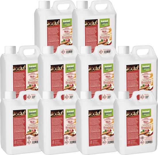 KieselGreen 50 Liter Bio-Ethanol met Kaneel/Appel Aroma - Bioethanol 96.6%, Veilig voor Sfeerhaarden en Tafelhaarden, Milieuvriendelijk - Premium Kwaliteit Ethanol voor Binnen en Buiten