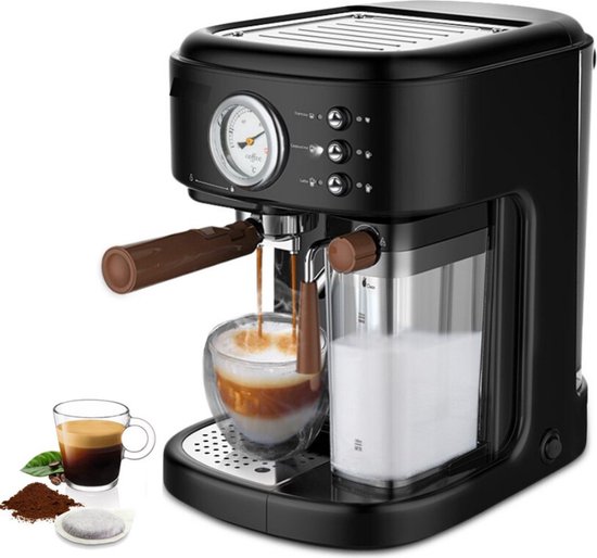 Arvona 3 in 1 Koffiemachine - Koffiezetapparaat - Koffie Apparaat - Pistonmachine - Melkopschuimer - Voor De Beste Koffie