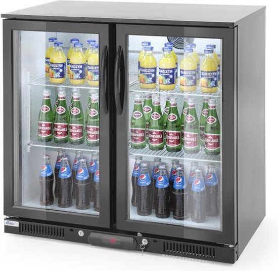 Arktic Horeca Koelkast Glazen Deur - Professionele Flessenkoelkast - Drankenkoelkast - 180 Liter - Zwart - 2-Deurs