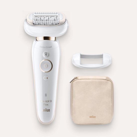 Braun Silk-épil 9 Flex 9-001 - Epilator Met Flexibele Kop Makkelijker Ontharen, Wit/Goud