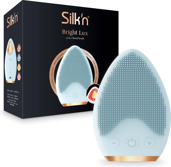 Silk'n 4-in-1 Elektrische Gezichtsreiniger - Bright Lux - Gezichtsborstel - Reiniging, Ledlicht, Nabij-infrarood en Koeling - Blauw
