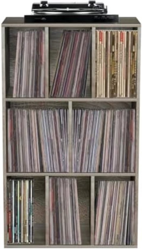 Platenspeler Meubel - Platenspeler Kast - Vinyl Kast - Grijs - 17kg
