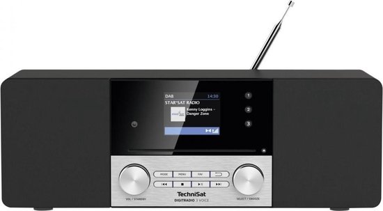 TechniSat DIGITRADIO 3 VOICE Tafelradio DAB+, FM AUX, CD, DAB+, FM, USB Accu laadfunctie, Barrièrevrij, Incl. afstandsbediening, Wekfunctie Zwart