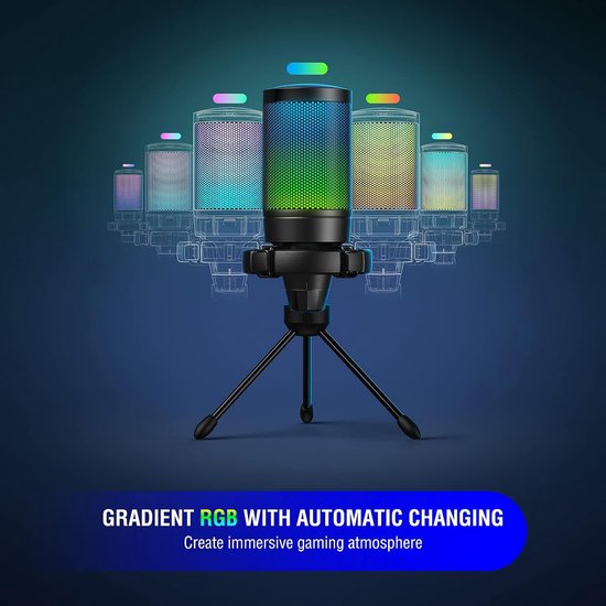 microphone - Podcast Microphone voor Podcasting, Gaming, Live Streaming & Opname, Ingebouwde Koptelefoonuitgang