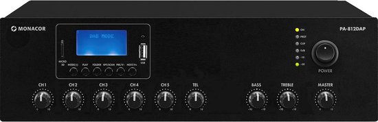 Monacor PA-812DAP PA-versterker 120 W 1-kanaals 1 zone