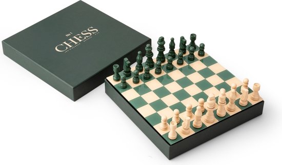 Printworks The Art Of Chess - Luxe Schaakspel - Design Spel - Decoratief - groen/wit