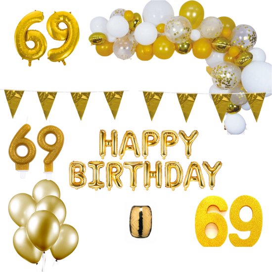 69 jaar Verjaardag Versiering Pakket Goud XL