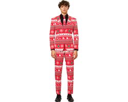 OppoSuits Winter Wonderland - Heren Kostuum - Rood - Kerstpak - Maat 48