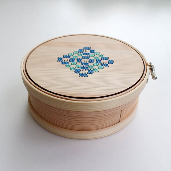 Cohana Magewappa opbergbox borduurring 15cm groen-blw