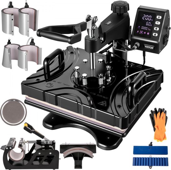 Dakta® 10 in 1 Warmte Persmachine 12 "x 15" T-shirt Pers Zwart voor Pennen Mokken Caps