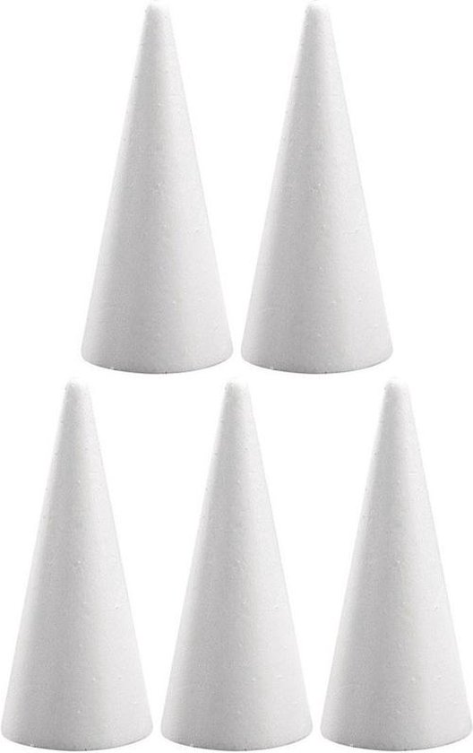 50x Hobby/DIY piepschuim kegel vormen 20 cm - Knutselen hobby materialen/basis materiaal