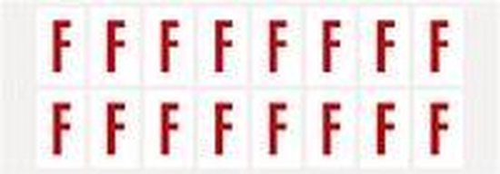 Letter stickers wit/rood teksthoogte: 25 mm Letter F