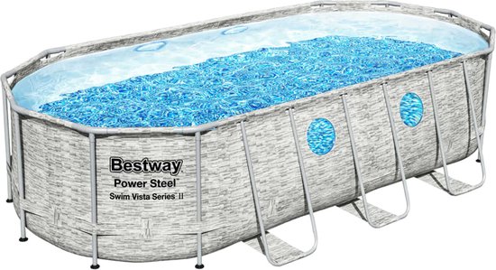 Bestway - Oval Pool - Zwembad - PVC en staal - Grijs - 549 x 274 x 122 cm