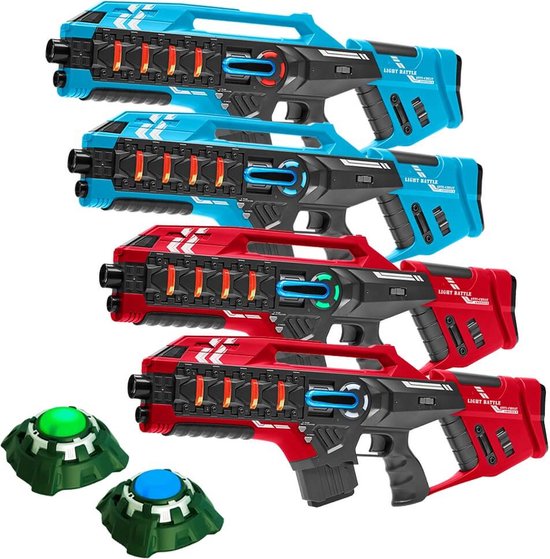 Light Battle Connect Lasergame set - Rood/Blauw - 4 Mega Blasters + 2 Targets