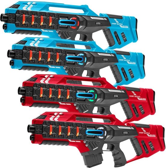 Light Battle Connect Lasergame set - 4x Mega Blaster Rood/Blauw - Laserguns met unieke Anti-Cheat functie - Laser game set voor 4 personen