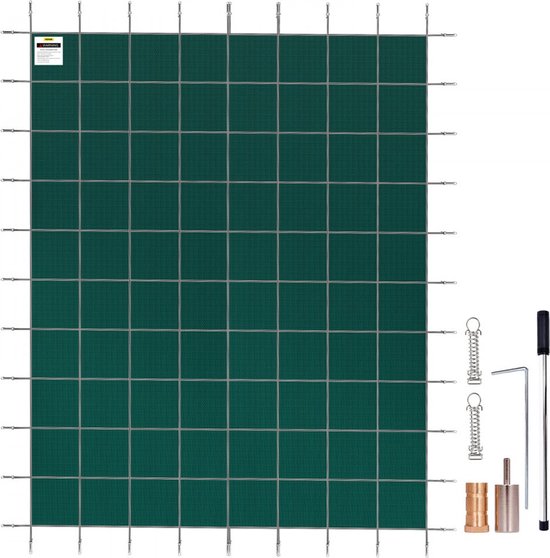 Dakta® Inbouw Zwembadafdekking 5,47x12,7 m PP Rechthoekige Afdekking Buitenzwembad tegen Puin Sneeuw Solar Zwembad Beschermer Strakke Mesh Aardbout Messing voor Zwembaden 4,87x12,2 m Tuin Huis Groen