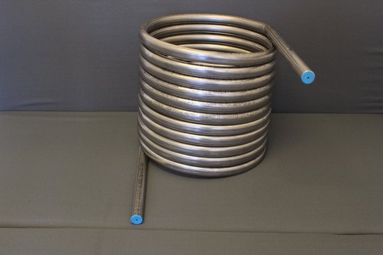 Brofuro RVS316L warmtewisselaar / spiraal voor zelfbouw zwembadverwarming gemaakt van 12 meter buis 22x1,2 mm