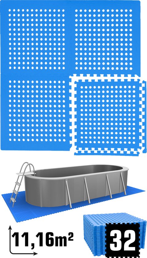 11.2 m² Poolmat - 32 EVA schuim matten 62x62 - outdoor poolpad - schuimrubber ondermatten set