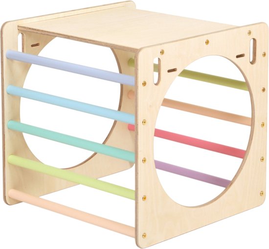 KateHaa Houten Activiteiten Kubus Pastel - Klimrek - Houten Montessori Speelgoed