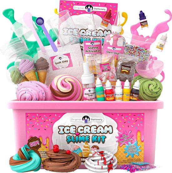 Fluffy Ice Cream Shop Slime Set for Girls All in One Box to Make the Perfect Ice Cream Slime - Make Fluffy, Butter, Cloud and Foam Slime! One Set for Hours of Fun