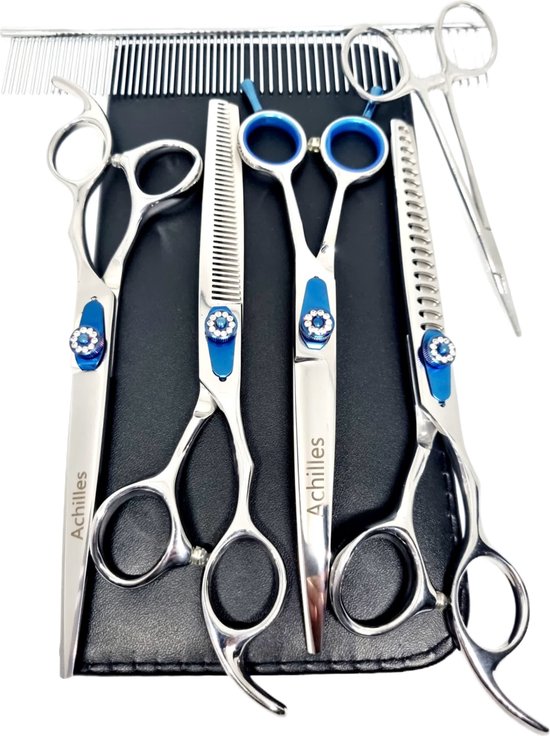 Achilles® Hondenschaar 7-Delig - Scharenset Hond - Trimschaar Voor Honden - Effileerschaar Hond