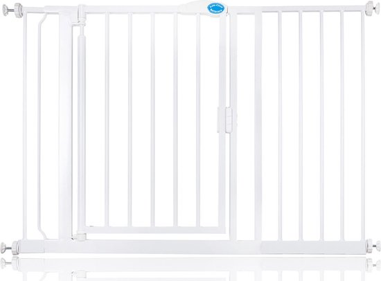 Bettacare Auto-Close Hekje voor Huisdieren, 118,2 cm - 125,2 cm, Wit, Traphekje Zonder Boren Traphekje voor Hond & Puppy, Veiligheidsbarrière voor Deuren, Gangen en Ruimtes
