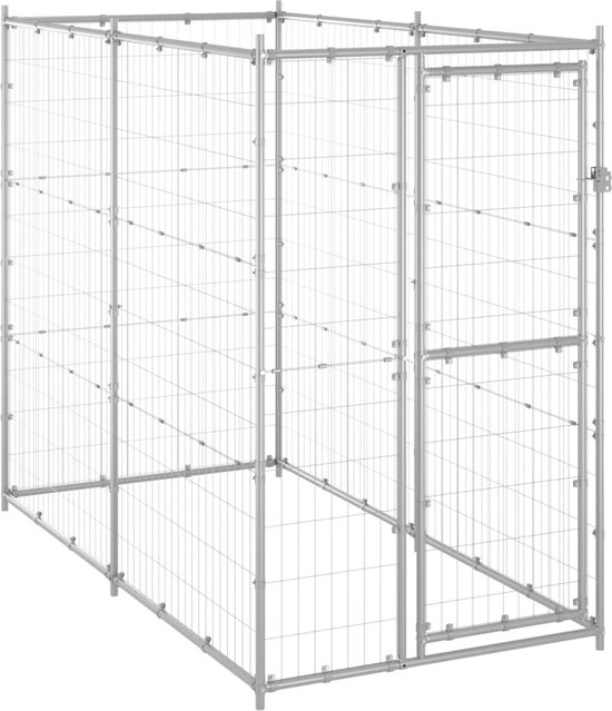 vidaXL-Hondenkennel-voor-buiten-110x220x180-cm-gegalvaniseerd-staal