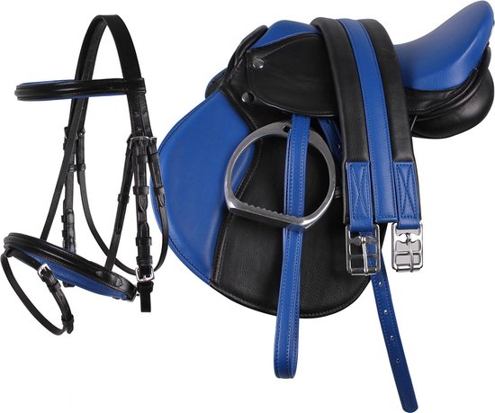 QHP Compleet Zadelset - maat Shetlander - Blue-black