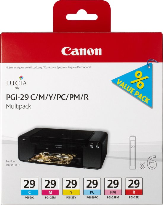 Canon PGI-29 - Inktcartridge / Cyaan / Magenta / Foto Cyaan / Foto Magenta / Rood / Geel
