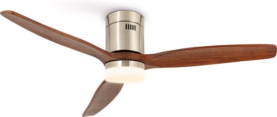 CREATE WINDCALM DC NIKKEL- Plafondventilator - met Verlichting en wifi 132 cm - Plafondventilator met Afstandsbediening - 6 Snelheden - Timer - Zomer/Winterfunctie