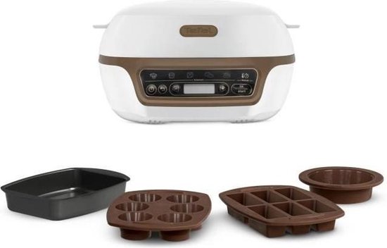 TEFAL Cake Factory KD802112 Intelligente Taartmachine - Wit / Bruin Metaalkleurig
