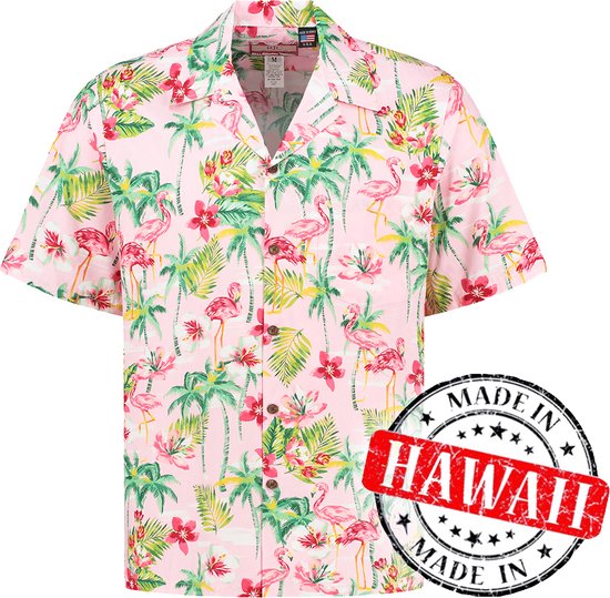 Hawaii Blouse - Shirt - Hemd "Roze Luau" - 100% Katoen - Aloha Shirt - Heren - Made in Hawaii Maat M