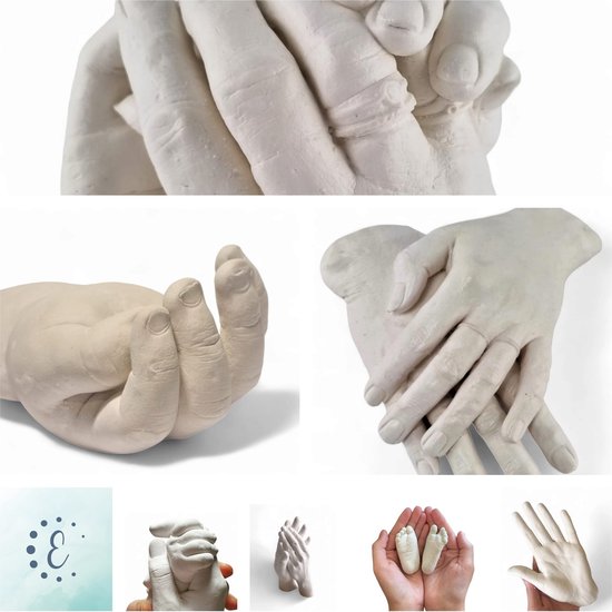 Gips Handen | 3D | Alles in één Pakket| Bestaat uit 500 gram Casting Mix Poeder & 750 gram Gips |voor twee grote handen | Body Casting | Extensso® | Gipsafdruk | Brons| Alginaat | Afdruk | Handen | Babyshower | Hobby Pakket
