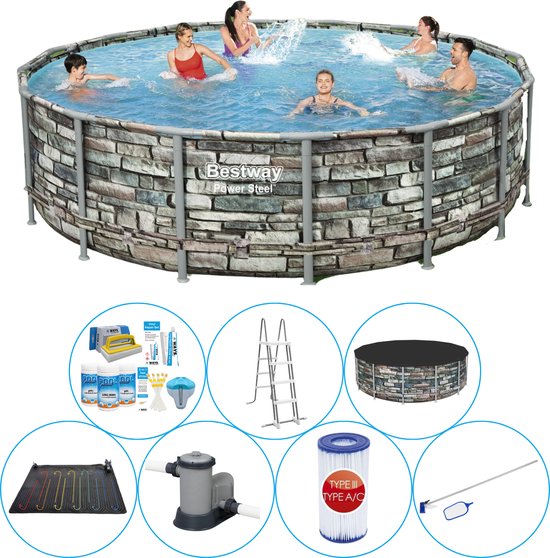 Power Steel Rond 488x122 cm - Zwembad Bundel