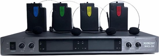 Draadloze microfoon set 4x headset UHF