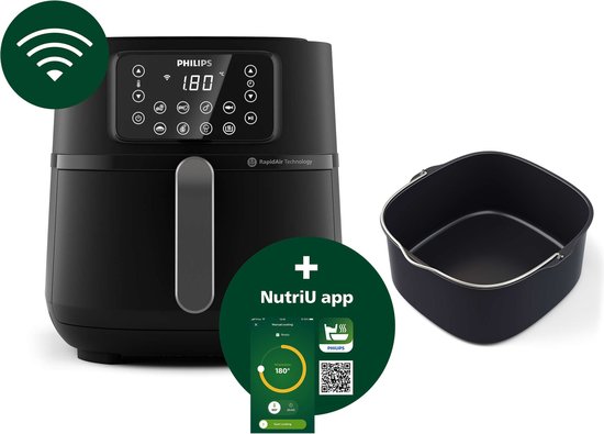 Philips Airfryer Connected Series 5000, 1,4 kg, touchscreen, app bediening, zwart (HD9285/93)